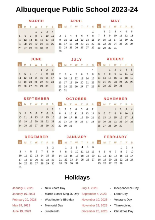 APS Schools Calendar