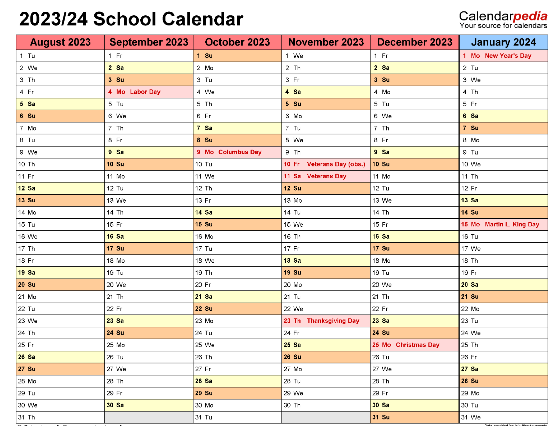 DOE School Calendar